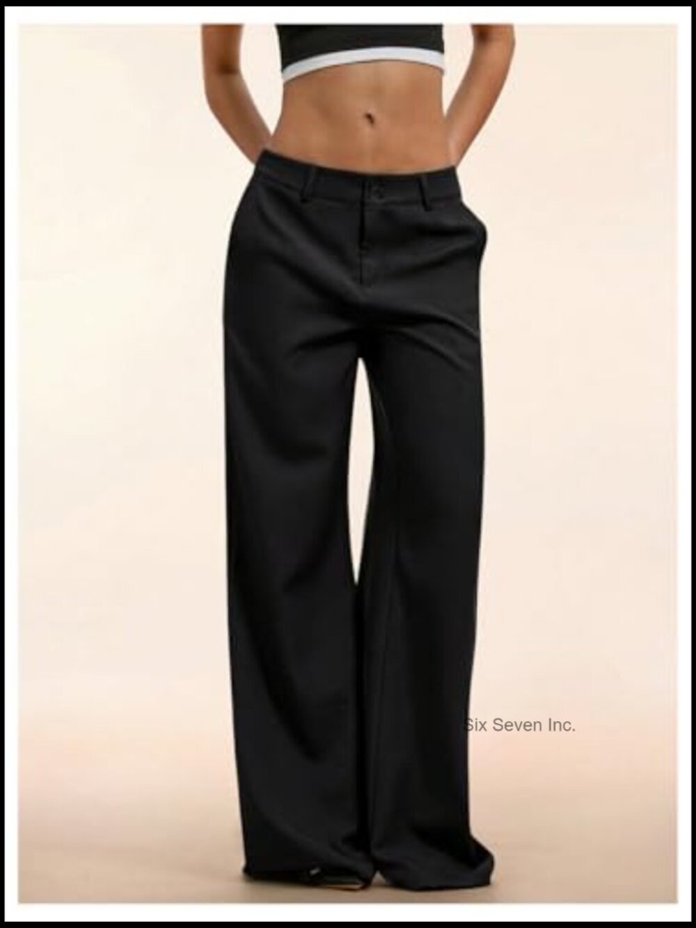 Low Rise Wide Leg Trousers Business Casual Work Dressy Slacks Pants - Picture 5 of 5